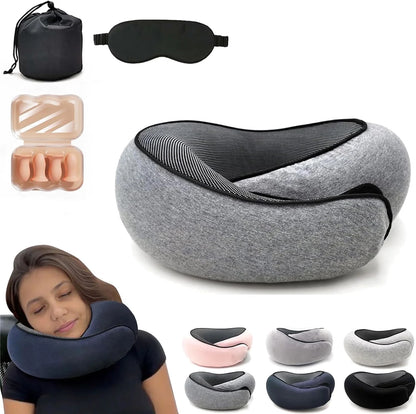 Memory Foam Neck Travel Pillow - Ergonomic and Compact Design for Comfort During Air Travel, Car Rides, and Home Use