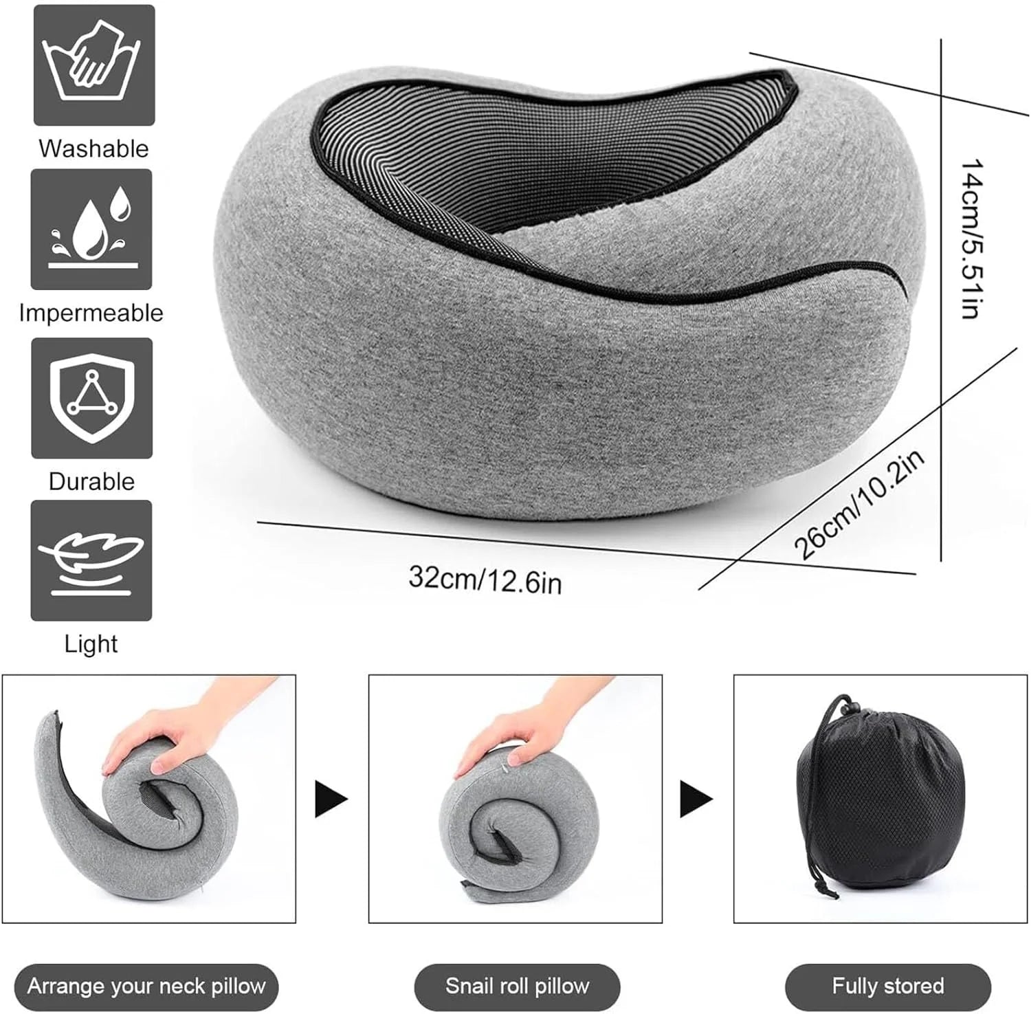 Memory Foam Neck Travel Pillow - Ergonomic and Compact Design for Comfort During Air Travel, Car Rides, and Home Use