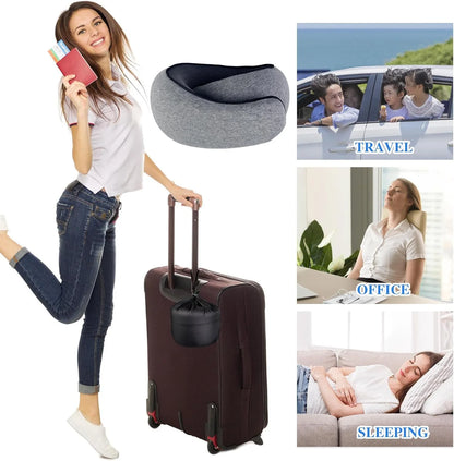Memory Foam Neck Travel Pillow - Ergonomic and Compact Design for Comfort During Air Travel, Car Rides, and Home Use