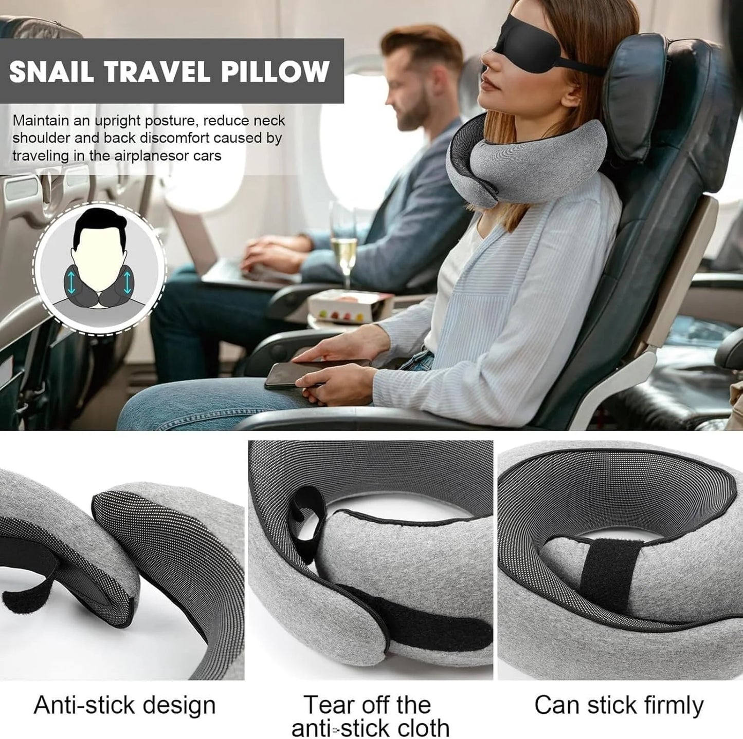 Memory Foam Neck Travel Pillow - Ergonomic and Compact Design for Comfort During Air Travel, Car Rides, and Home Use