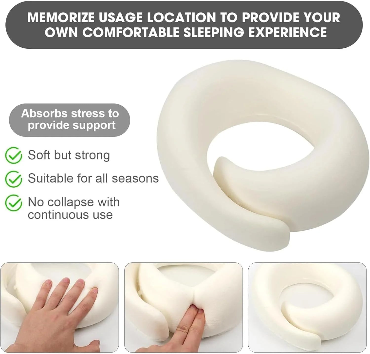 Memory Foam Neck Travel Pillow - Ergonomic and Compact Design for Comfort During Air Travel, Car Rides, and Home Use